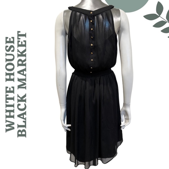 White House Black Market | Classic Black Sleeveless Dress (Size 6) - Picture 2 of 8